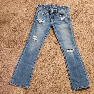 Amwrican Eagle Original Boot Cut Classic Blue Distressed Women's Flare Jeans